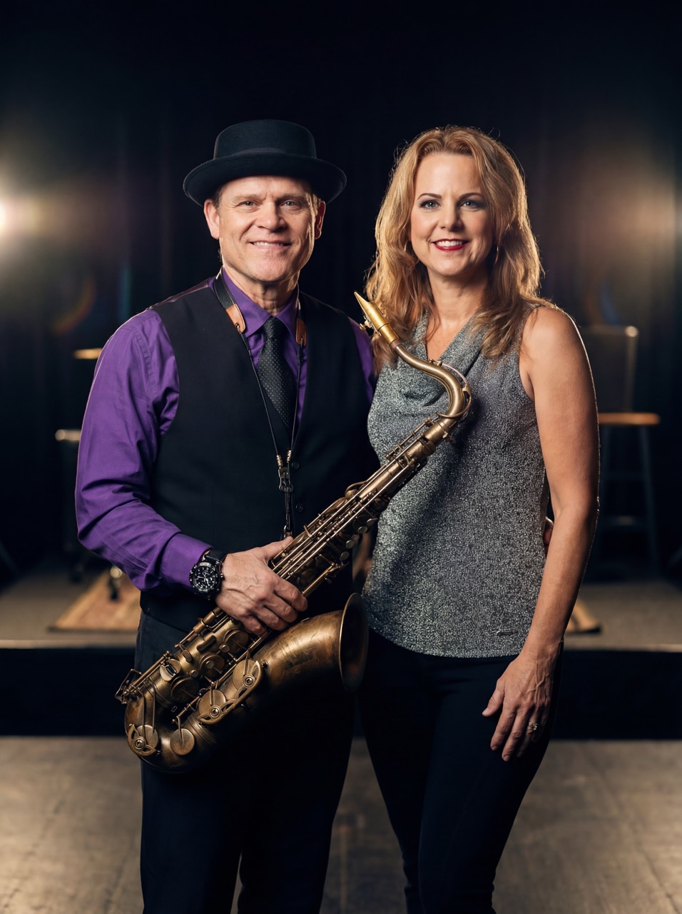 Press portrait of Dave and Corena, a Tampa Bay performing duo