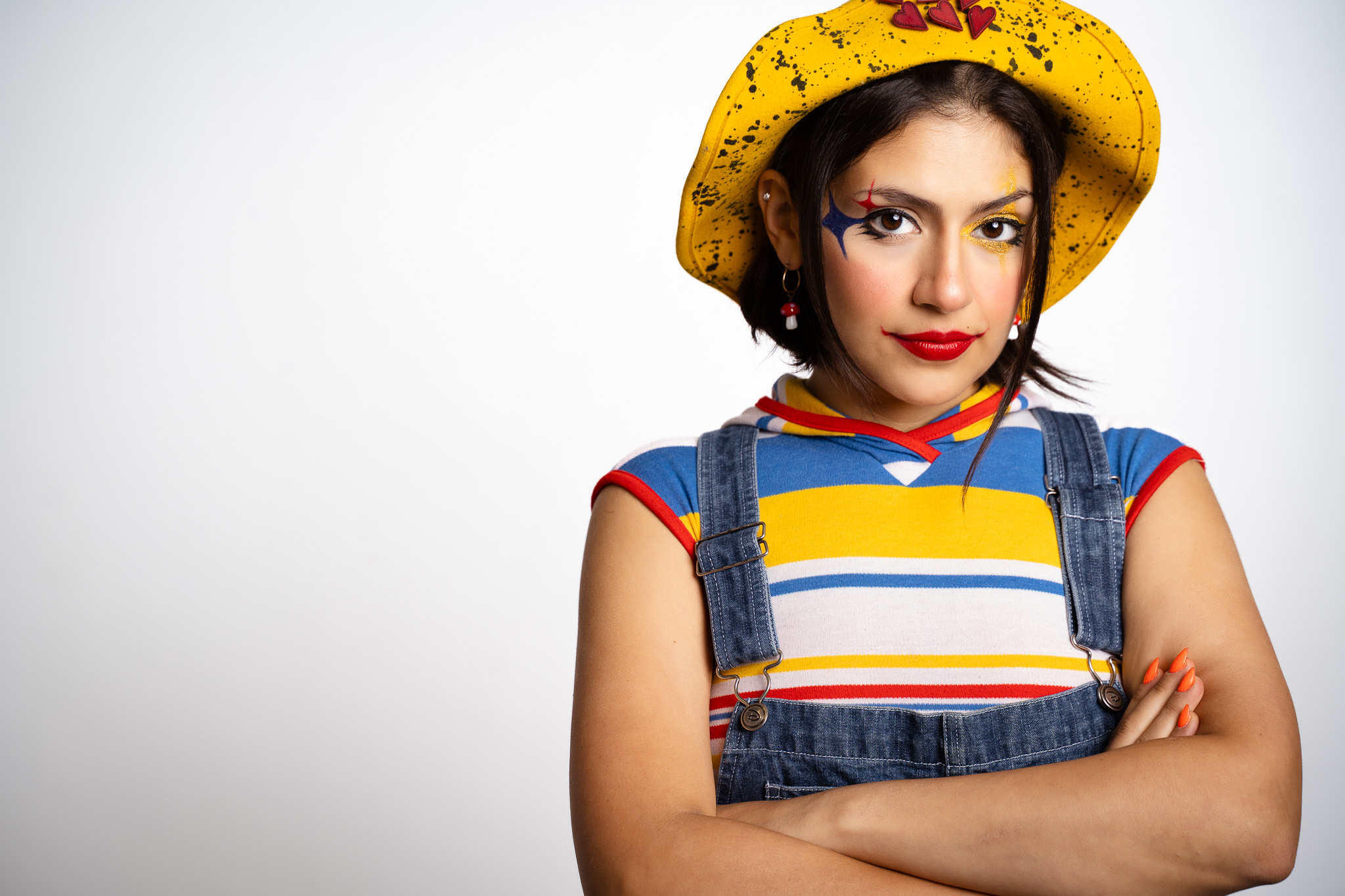 Costumed performer in an expressive portrait