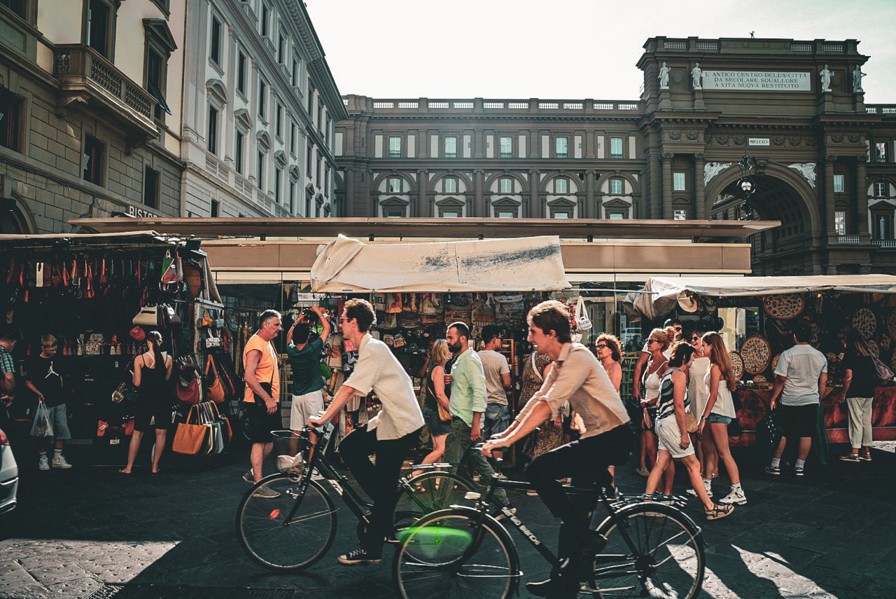Cyclists on a Florence street